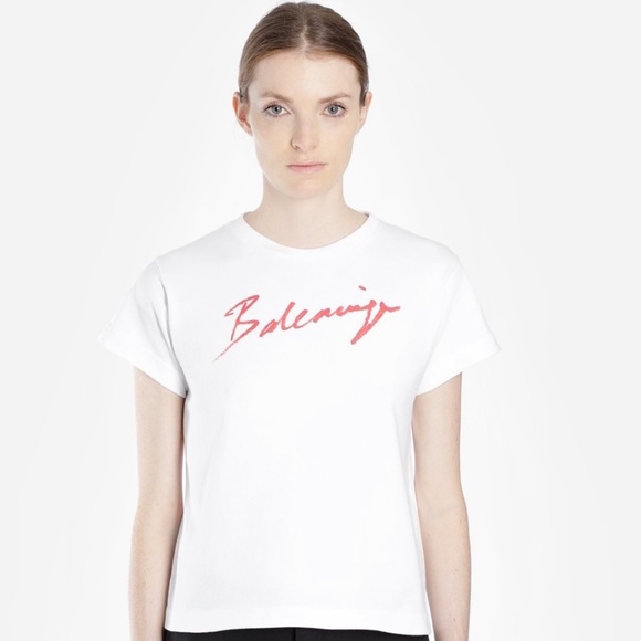 AUTH Balenciaga T-Shirt NWOT White Red XS - Picture 2 of 2